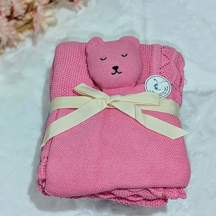 Bub2Kids Bub2Kids 100% Organic Cotton Blanket + Security Comforter Set - Pink
