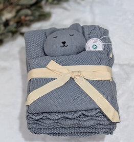 Bub2Kids Bub2Kids 100% Organic Cotton Blanket + Security Comforter Set -  Grey