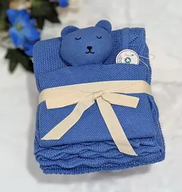 Bub2Kids Bub2Kids 100% Organic Cotton Blanket + Security Comforter Set - Royal Blue