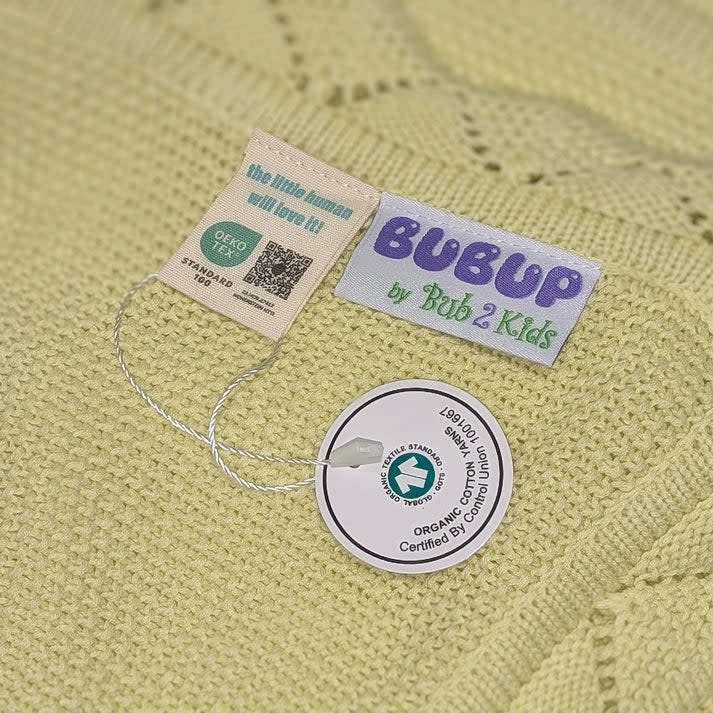 Bub2Kids Bub2Kids 100% Organic Cotton Blanket + Security Comforter Set - Apple Green
