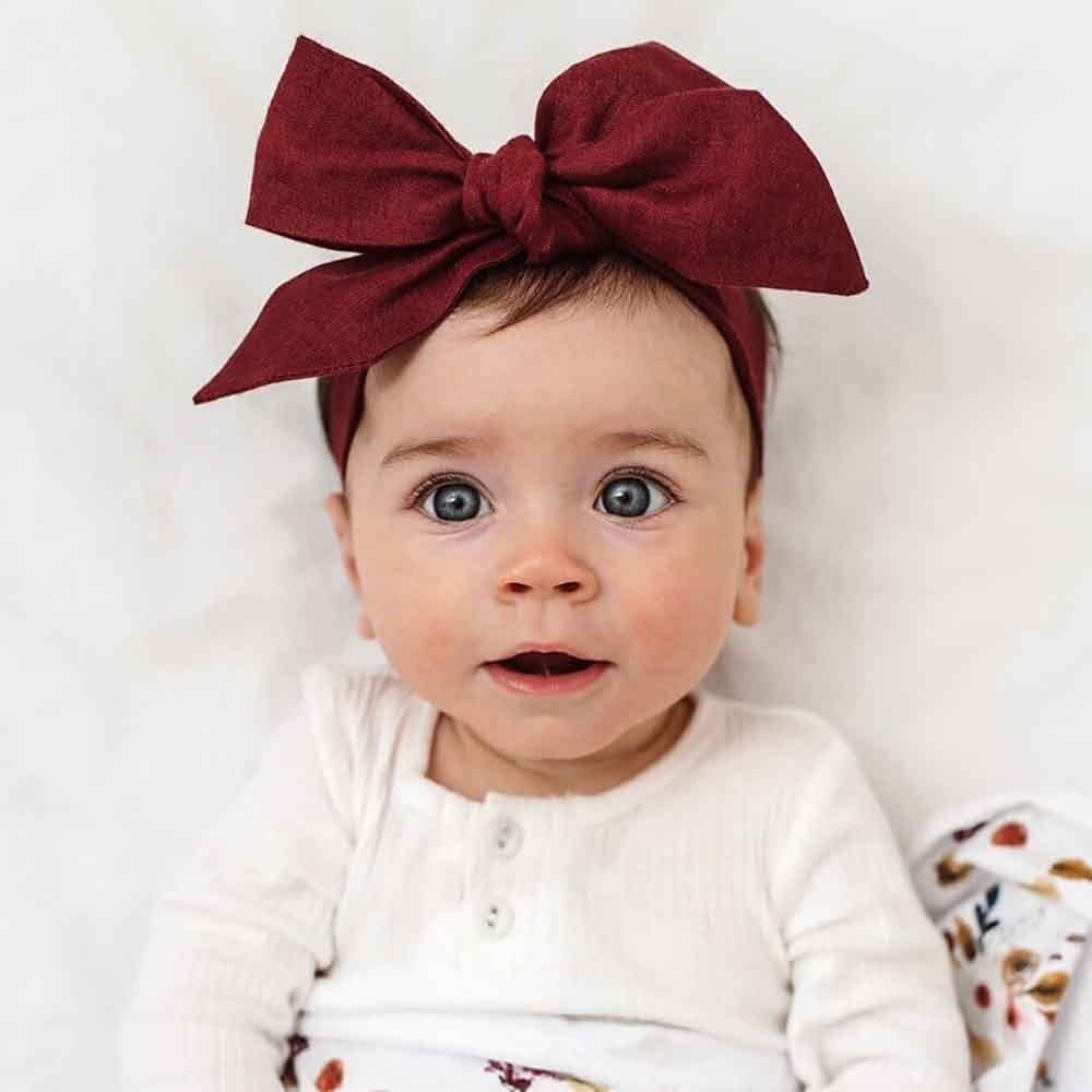 Snuggle Hunny Kids Snuggle Hunny Linen Headbow Wrap - Burgundy
