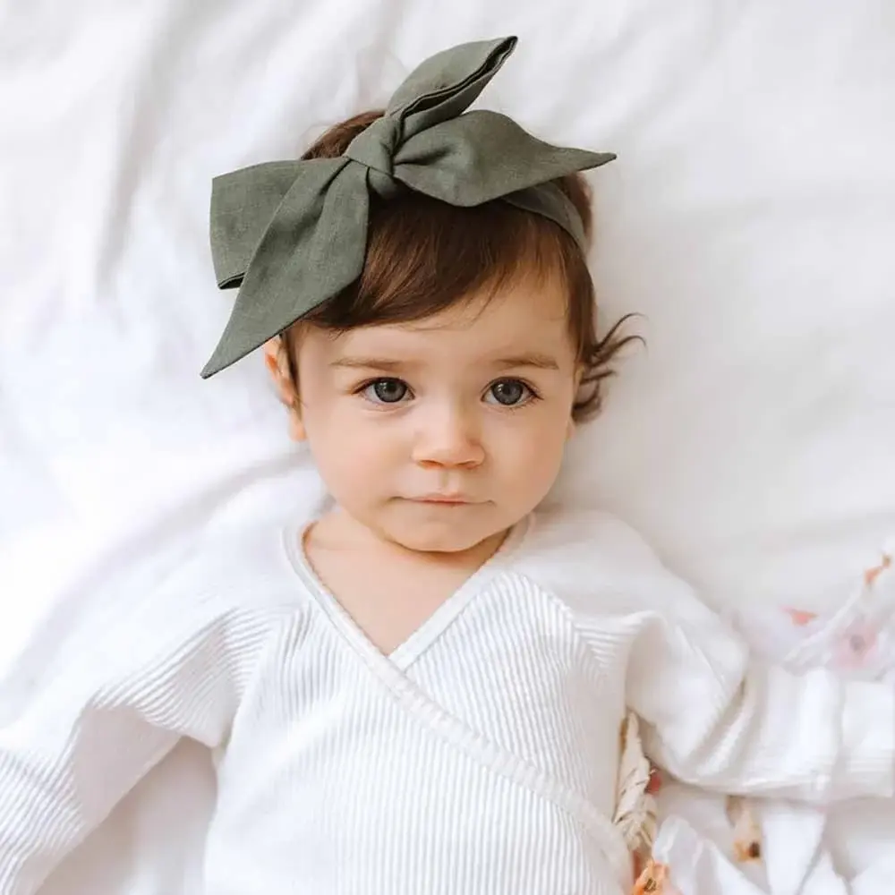 Snuggle Hunny Kids Snuggle Hunny Linen Headbow Wrap - Dusty Olive