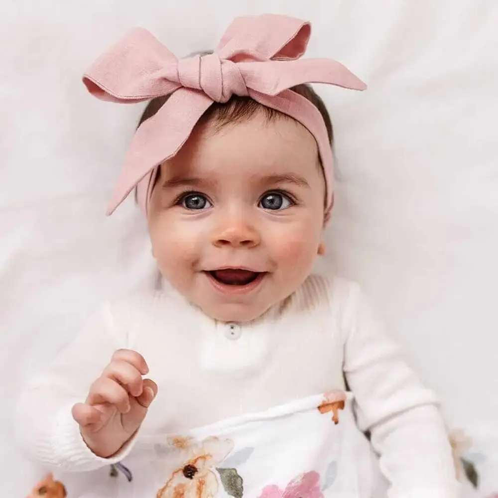 Snuggle Hunny Kids Snuggle Hunny Linen Headbow Wrap - Dusty Pink