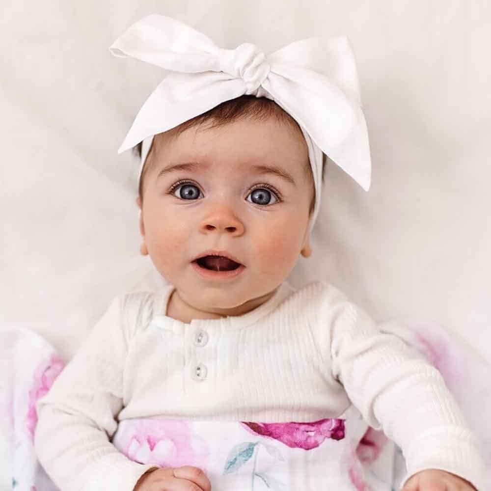 Snuggle Hunny Kids Snuggle Hunny Linen Headbow Wrap - White