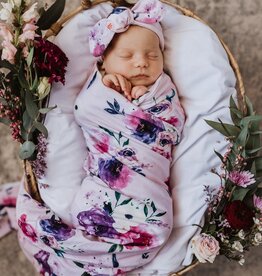 Snuggle Hunny Kids Snuggle Hunny Jersey Wrap Set w/ matching headwear - Floral Kiss