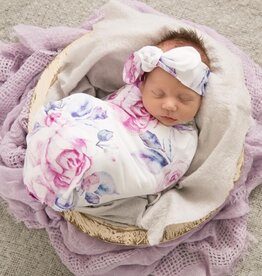 Snuggle Hunny Kids Snuggle Hunny Jersey Wrap Set w/ matching headwear - Lilac Skies