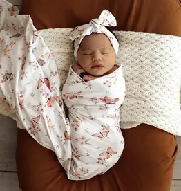 Snuggle Hunny Kids Snuggle Hunny Jersey Wrap Set w/ matching headwear - Butterfly