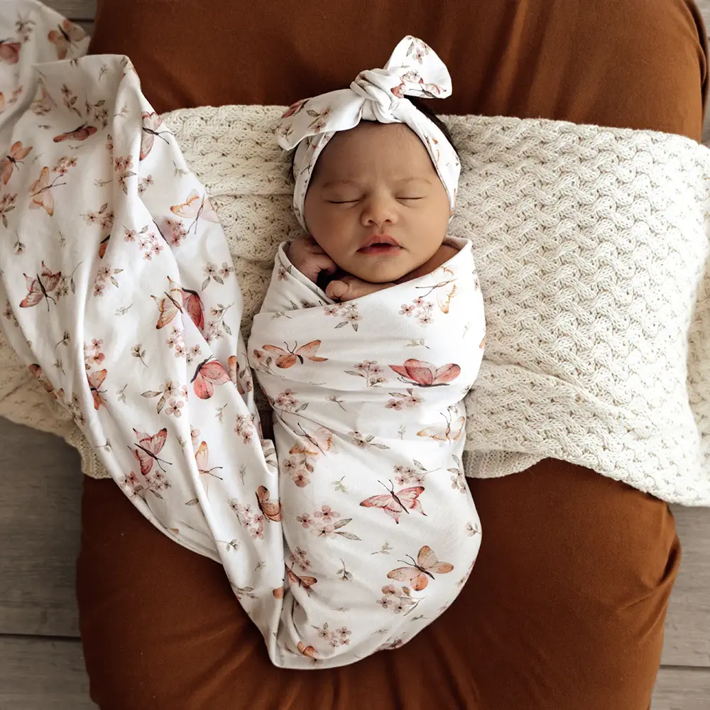 Snuggle Hunny Kids Snuggle Hunny Jersey Wrap Set w/ matching headwear - Butterfly