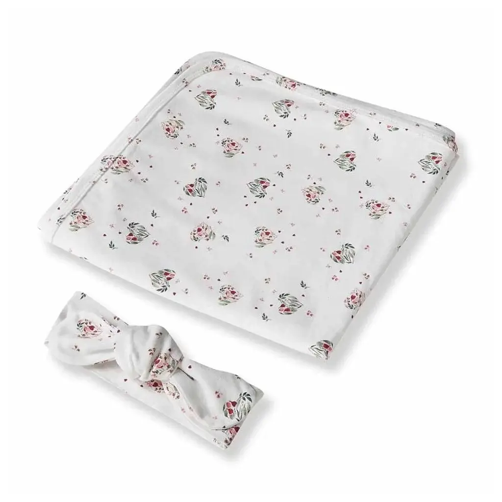 Snuggle Hunny Kids Snuggle Hunny Jersey Wrap Set w/ matching headwear - Heart