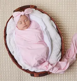 Snuggle Hunny Kids Snuggle Hunny Organic Jersey Wrap & Topknot Set Baby Pink
