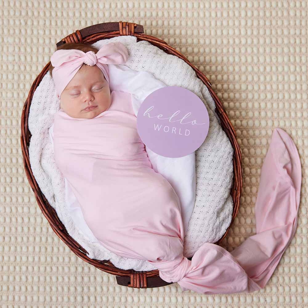 Snuggle Hunny Kids Snuggle Hunny Organic Jersey Wrap & Topknot Set Baby Pink