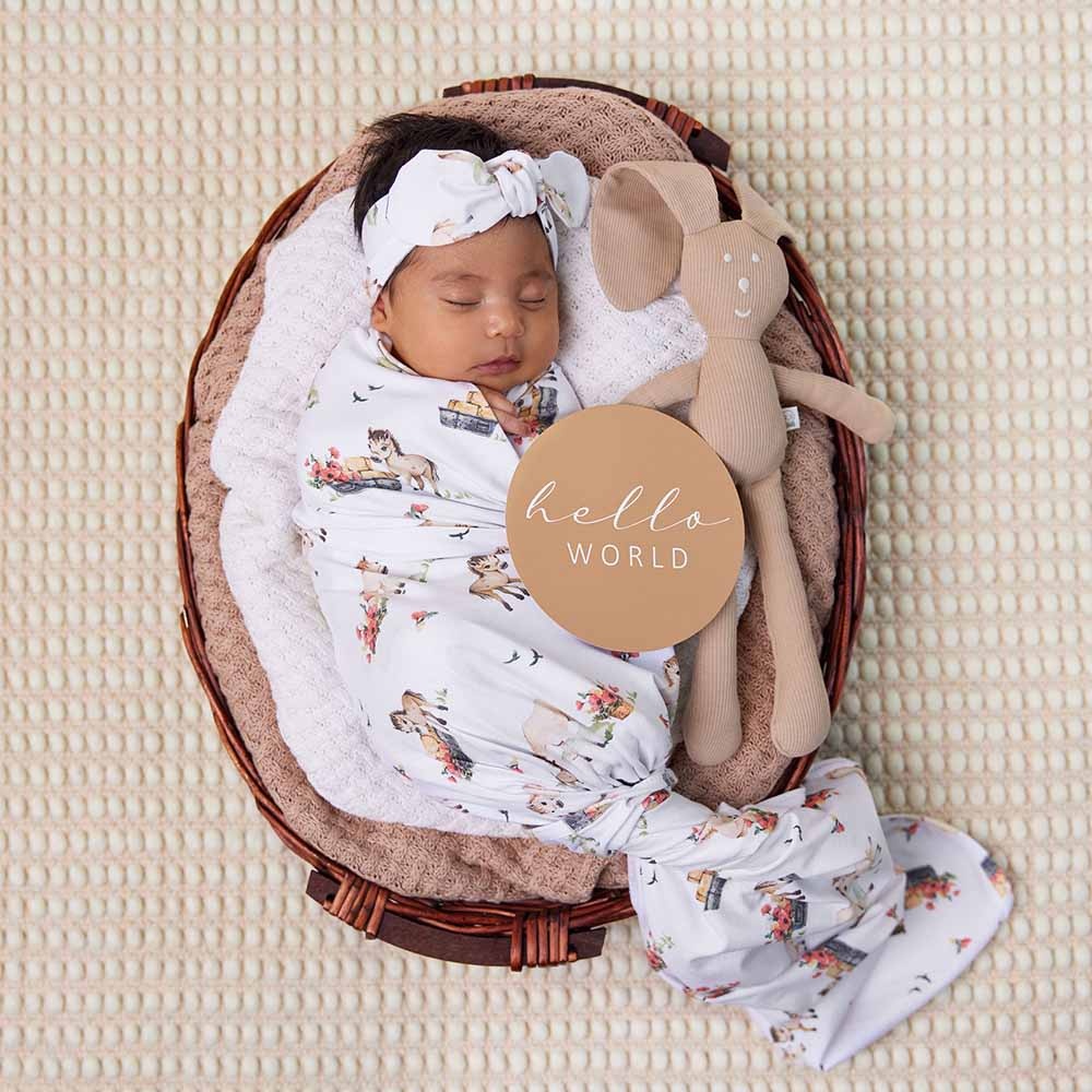 Snuggle Hunny Kids Snuggle Hunny Organic Jersey Wrap & Topknot Set Pony Pals