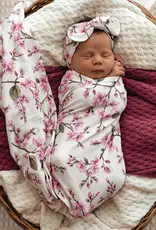 Snuggle Hunny Kids Snuggle Hunny Organic Jersey Wrap & Topknot Set Cherry Blossom