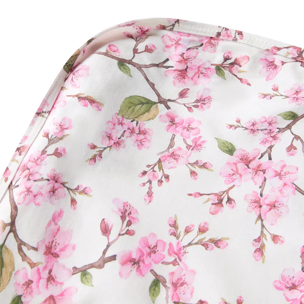 Snuggle Hunny Kids Snuggle Hunny Organic Jersey Wrap & Topknot Set Cherry Blossom