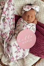 Snuggle Hunny Kids Snuggle Hunny Organic Jersey Wrap & Topknot Set Cherry Blossom