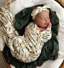 Snuggle Hunny Kids Snuggle Hunny Organic Jersey Wrap & Topknot Set Golden Wattle