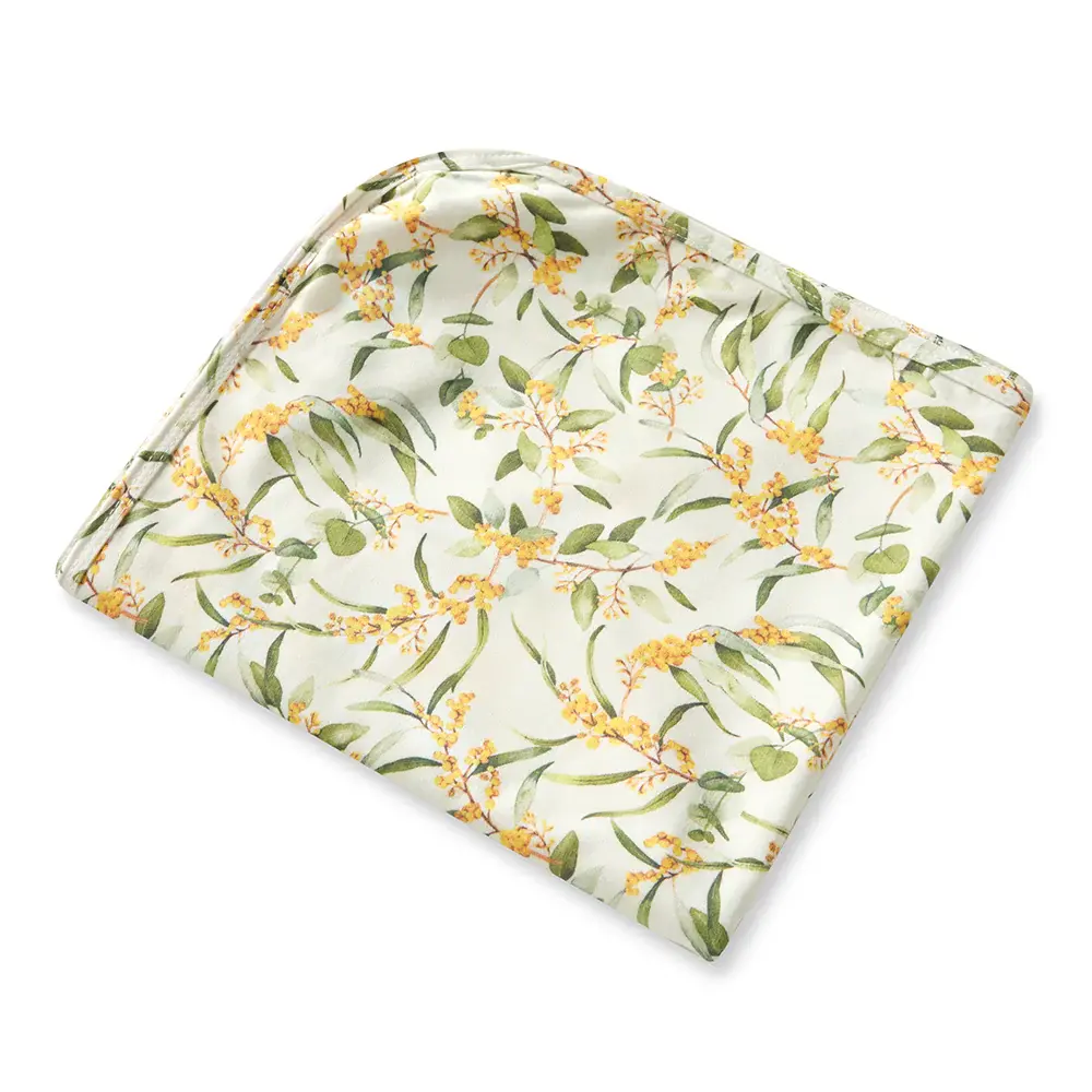 Snuggle Hunny Kids Snuggle Hunny Organic Jersey Wrap & Topknot Set Golden Wattle