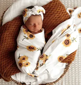Snuggle Hunny Kids Snuggle Hunny Organic Jersey Wrap & Topknot Set Sunflower