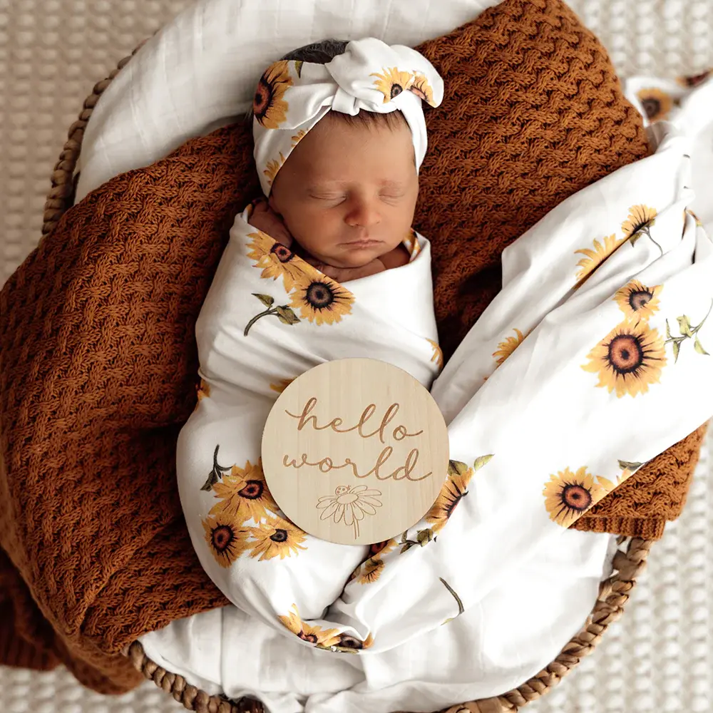Snuggle Hunny Kids Snuggle Hunny Organic Jersey Wrap & Topknot Set Sunflower