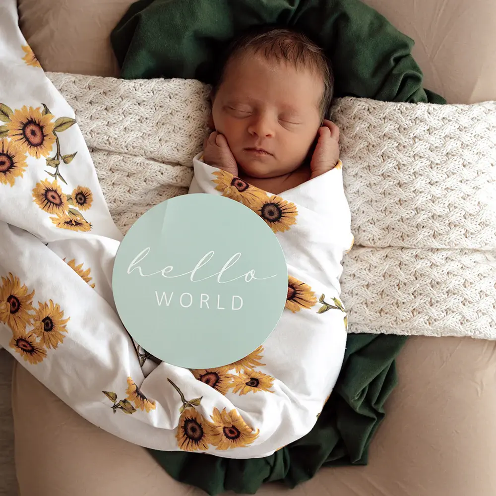 Snuggle Hunny Kids Snuggle Hunny Organic Jersey Wrap & Topknot Set Sunflower