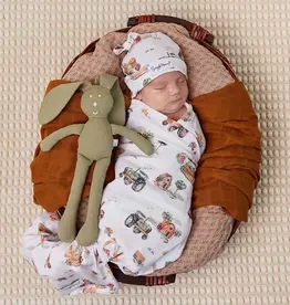 Snuggle Hunny Kids Snuggle Hunny Organic Jersey Wrap & Beanie Set Diggers & Tractors