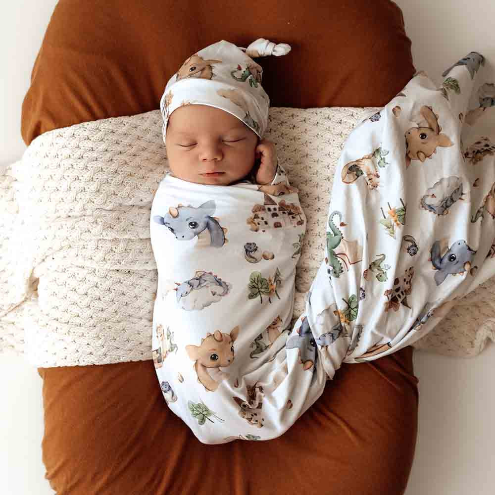 Snuggle Hunny Kids Snuggle Hunny Organic Jersey Wrap & Beanie Set Dragon