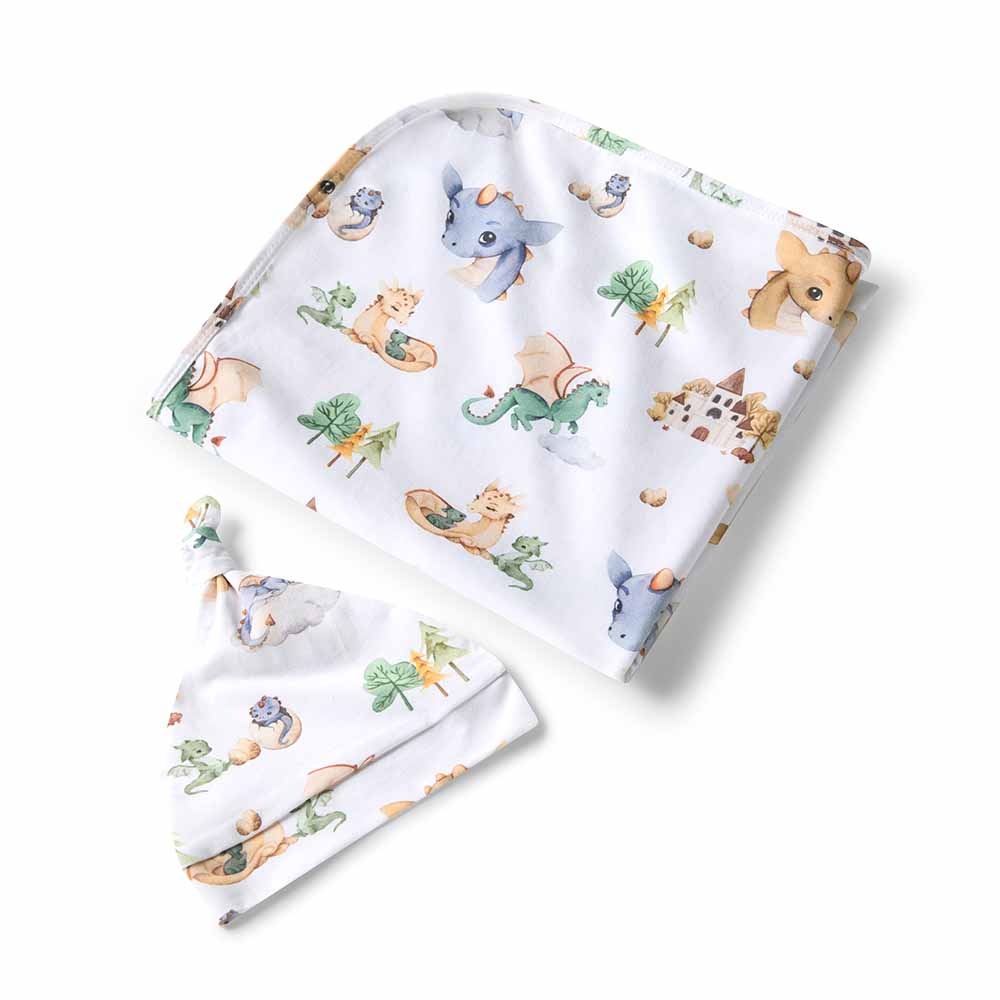 Snuggle Hunny Kids Snuggle Hunny Organic Jersey Wrap & Beanie Set Dragon