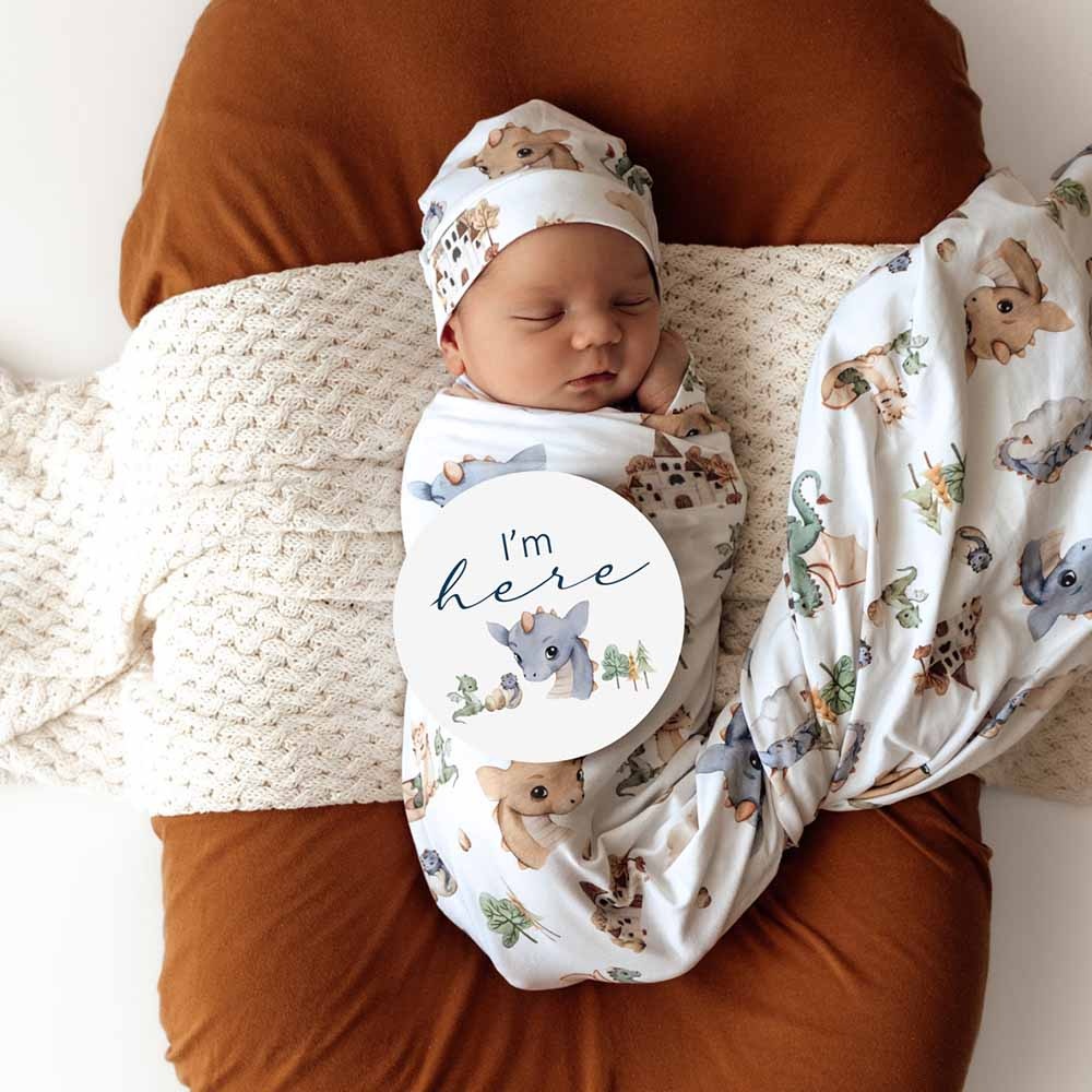 Snuggle Hunny Kids Snuggle Hunny Organic Jersey Wrap & Beanie Set Dragon
