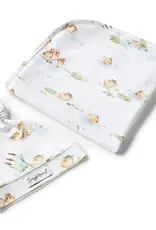 Snuggle Hunny Kids Snuggle Hunny Organic Jersey Wrap & Beanie Set Duck Pond