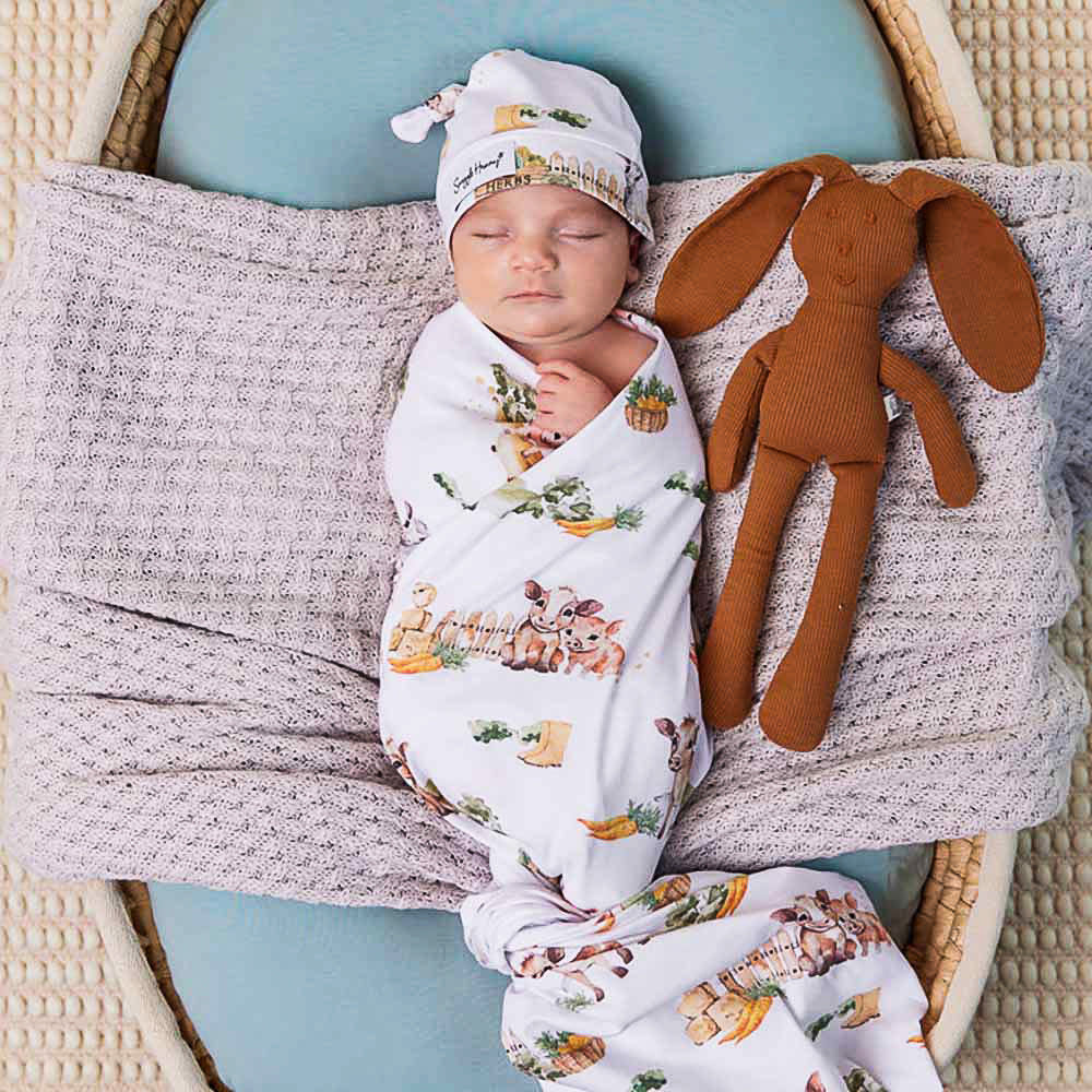 Snuggle Hunny Kids Snuggle Hunny Organic Jersey Wrap & Beanie Set Farm
