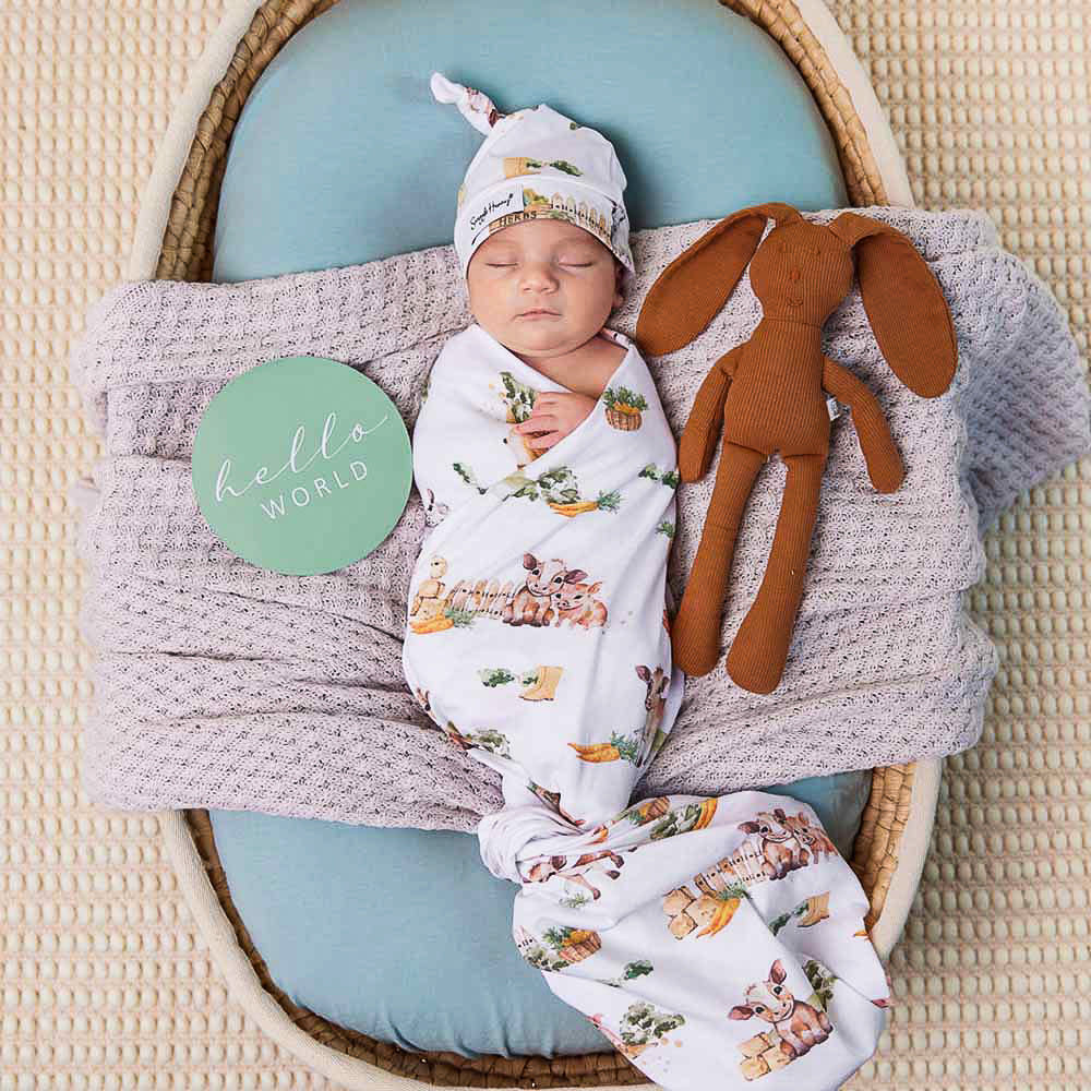 Snuggle Hunny Kids Snuggle Hunny Organic Jersey Wrap & Beanie Set Farm
