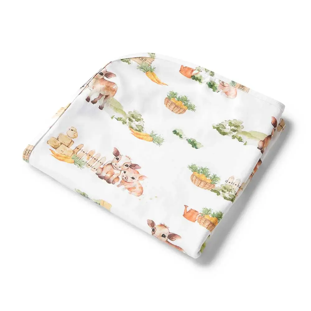 Snuggle Hunny Kids Snuggle Hunny Organic Jersey Wrap & Beanie Set Farm