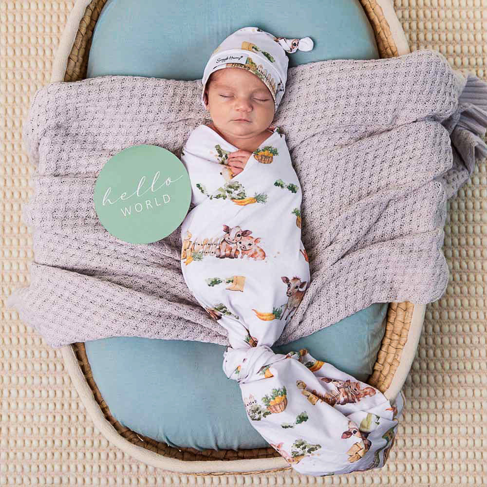 Snuggle Hunny Kids Snuggle Hunny Organic Jersey Wrap & Beanie Set Farm