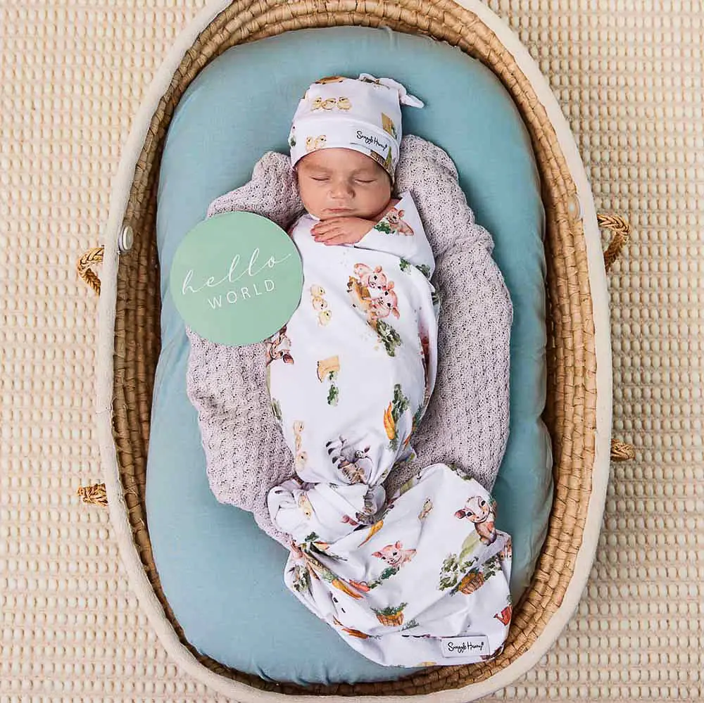 Snuggle Hunny Kids Snuggle Hunny Organic Jersey Wrap & Beanie Set Farm