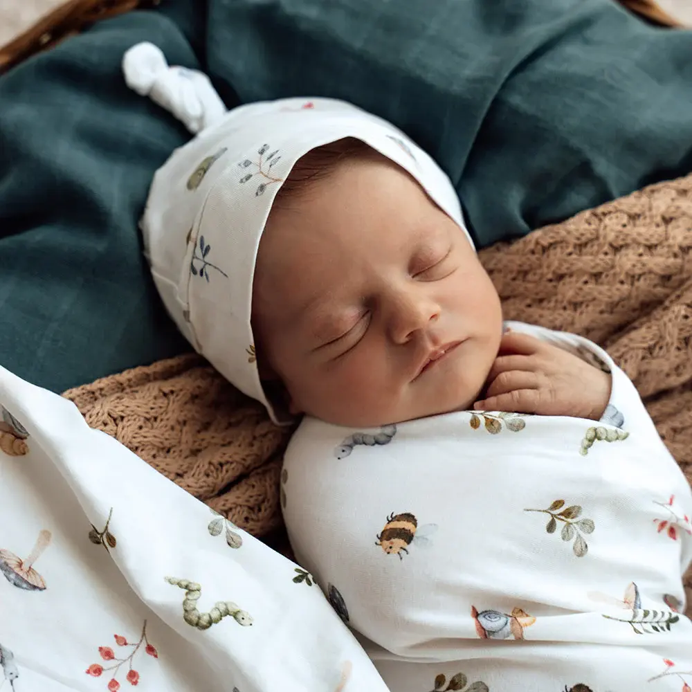 Snuggle Hunny Kids Snuggle Hunny Organic Jersey Wrap & Beanie Set Garden Friends