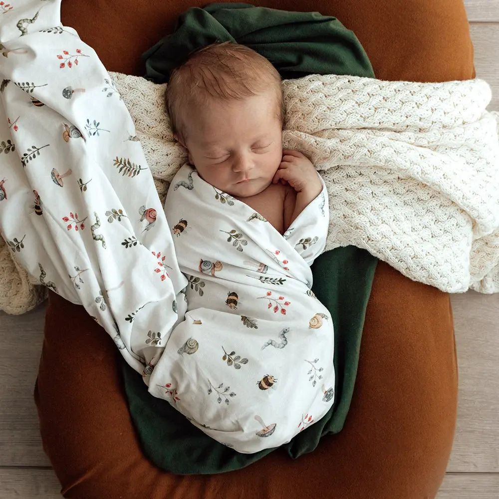 Snuggle Hunny Kids Snuggle Hunny Organic Jersey Wrap & Beanie Set Garden Friends