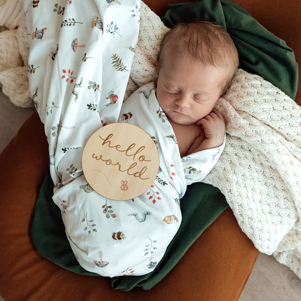 Snuggle Hunny Kids Snuggle Hunny Organic Jersey Wrap & Beanie Set Garden Friends