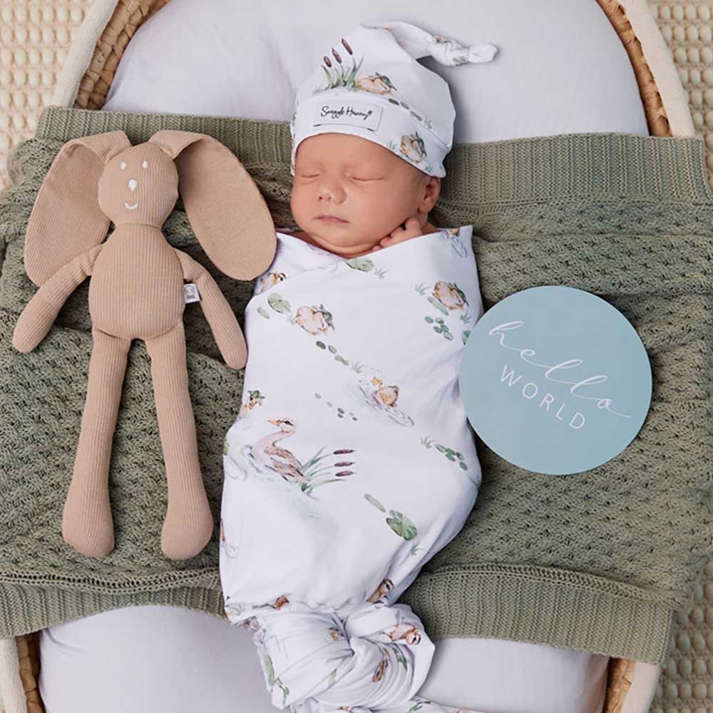 Snuggle Hunny Kids Snuggle Hunny Organic Jersey Wrap & Beanie Set Duck Pond