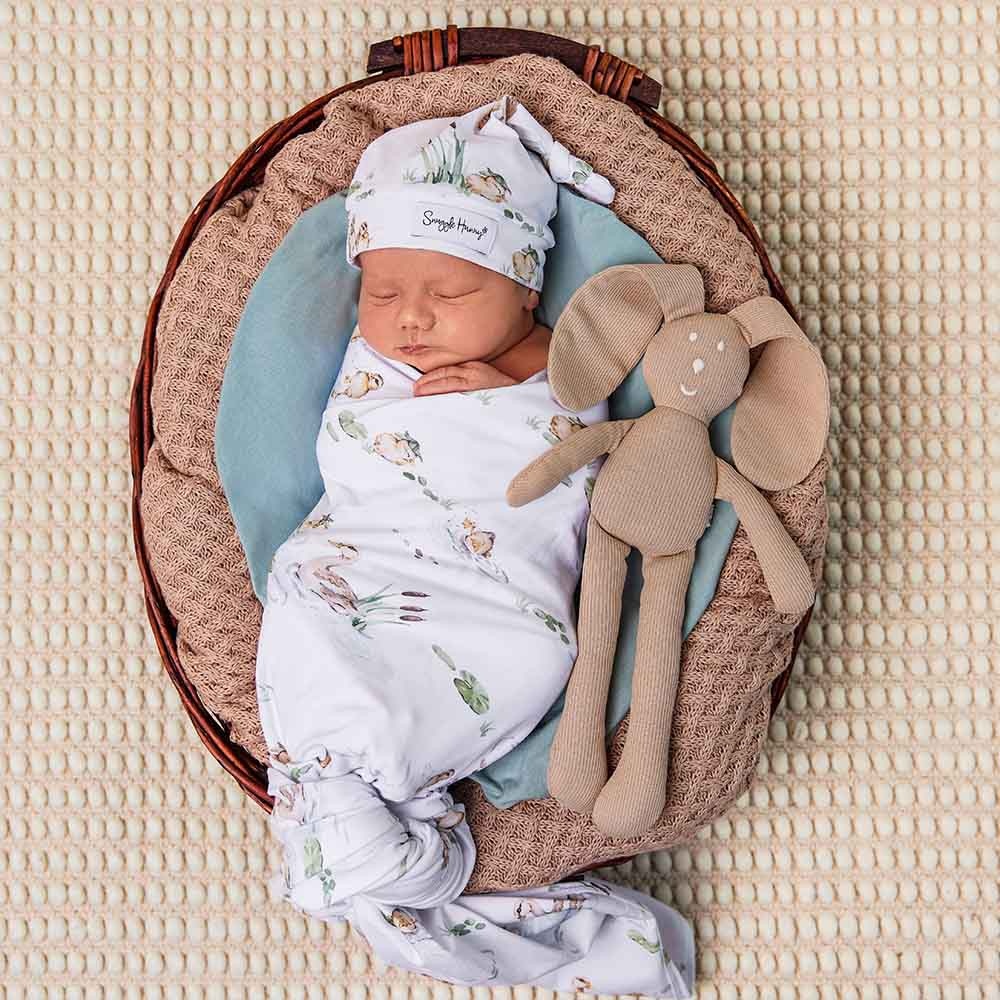 Snuggle Hunny Kids Snuggle Hunny Organic Jersey Wrap & Beanie Set Duck Pond