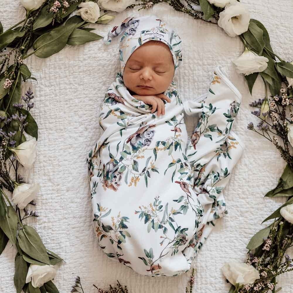 Snuggle Hunny Kids Snuggle Hunny Baby Jersey Wrap w/ matching headwear Eucalypt