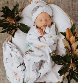 Snuggle Hunny Kids Snuggle Hunny Baby Jersey Wrap w/ matching headwear Safari