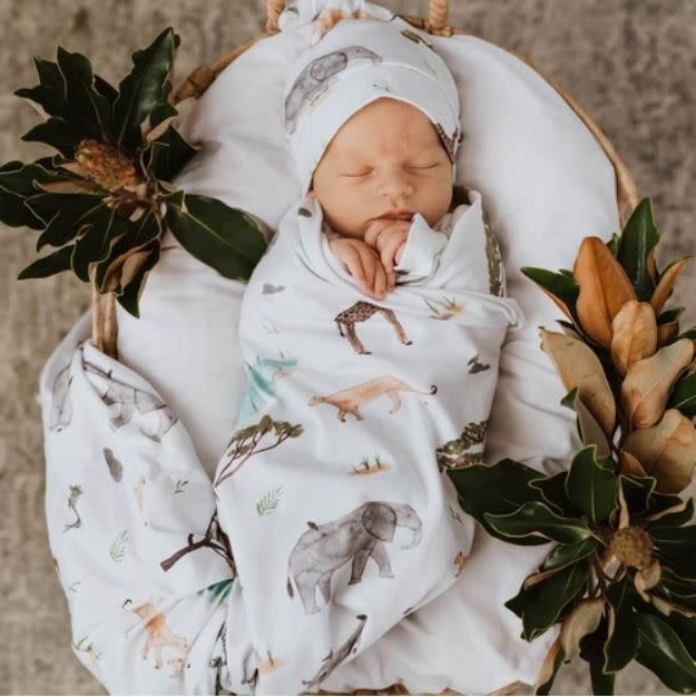 Snuggle Hunny Kids Snuggle Hunny Baby Jersey Wrap w/ matching headwear Safari