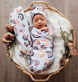 Snuggle Hunny Kids Snuggle Hunny Baby Jersey Wrap w/ matching headwear Sunset Rainbow