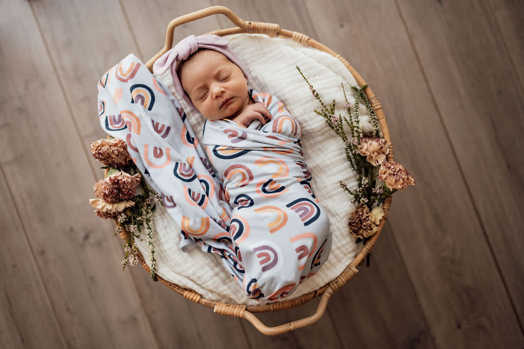 Snuggle Hunny Kids Snuggle Hunny Baby Jersey Wrap w/ matching headwear Sunset Rainbow