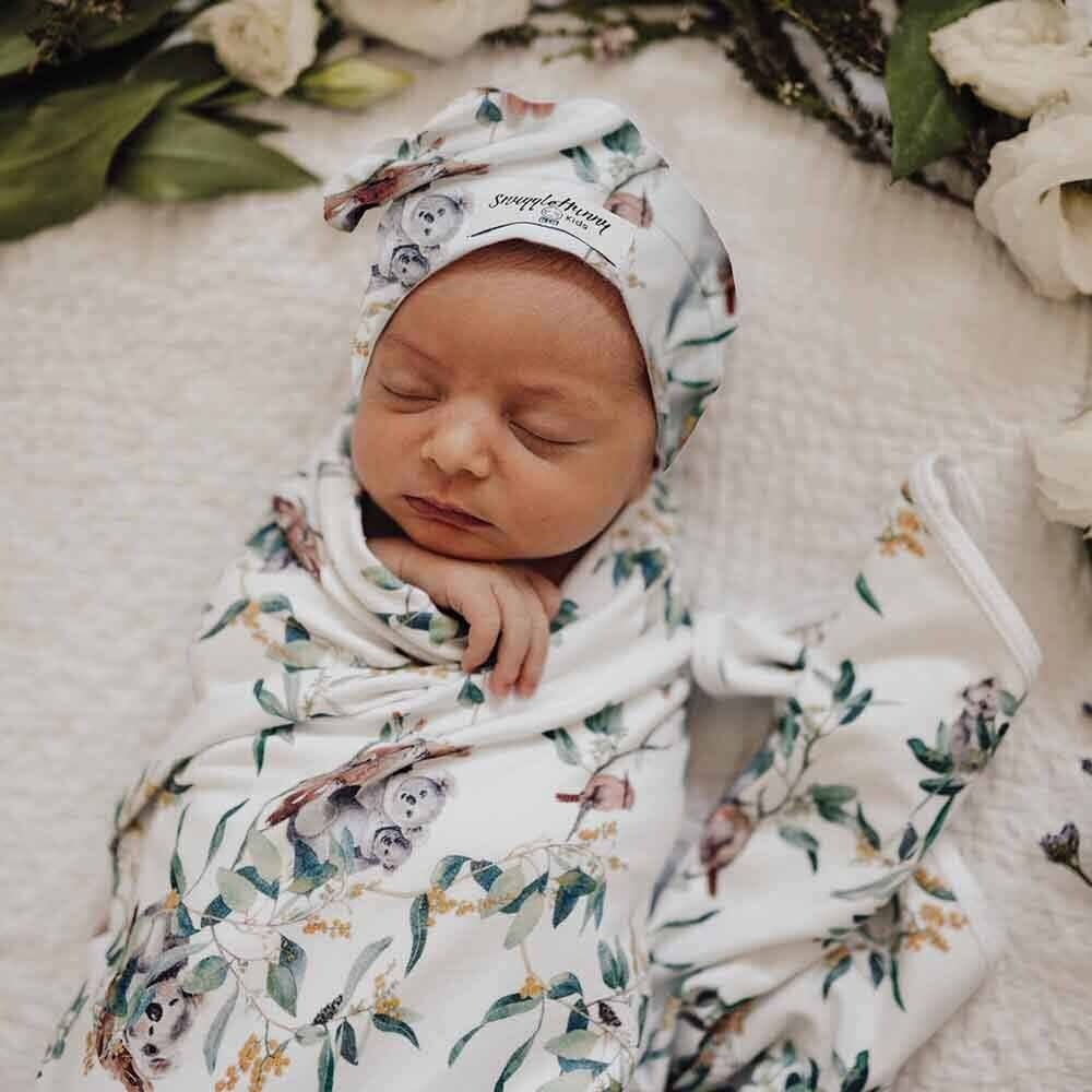 Snuggle Hunny Kids Snuggle Hunny Baby Jersey Wrap w/ matching headwear Eucalypt