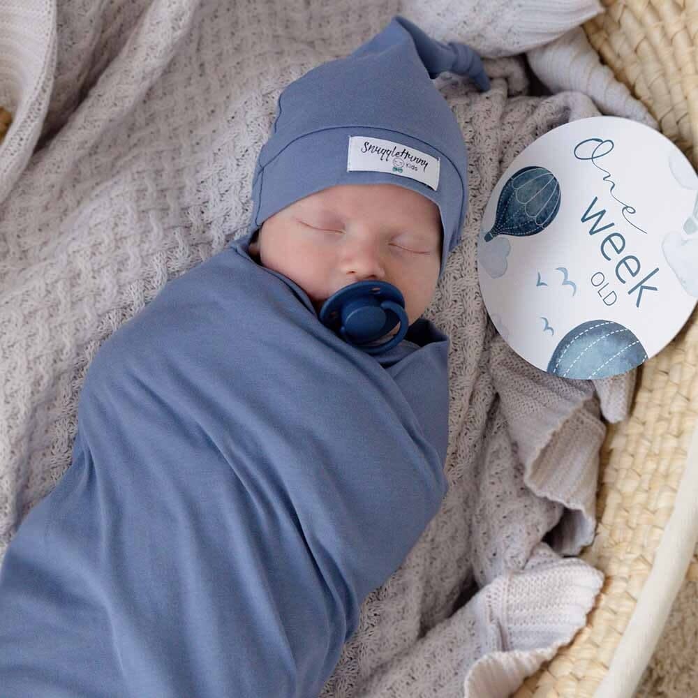 Snuggle Hunny Kids Snuggle Hunny Baby Jersey Wrap w/ matching headwear Indigo