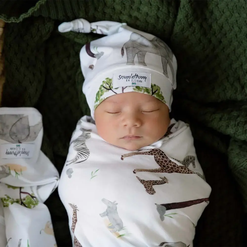 Snuggle Hunny Kids Snuggle Hunny Baby Jersey Wrap w/ matching headwear Safari