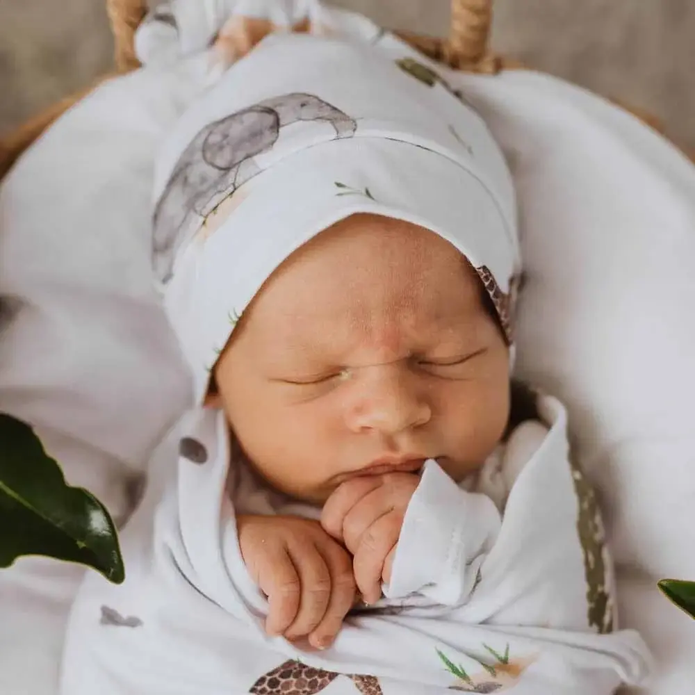 Snuggle Hunny Kids Snuggle Hunny Baby Jersey Wrap w/ matching headwear Safari