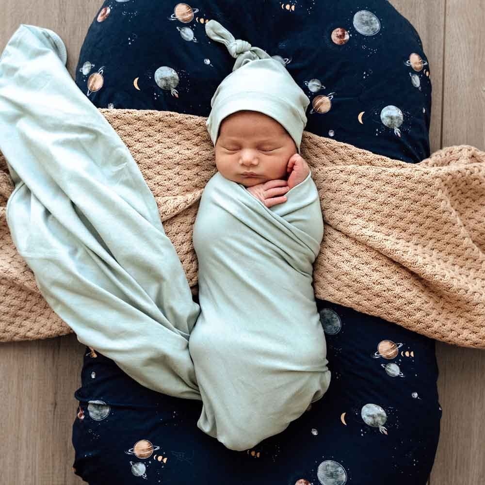 Snuggle Hunny Kids Snuggle Hunny Baby Jersey Wrap w/ matching headwear Sage
