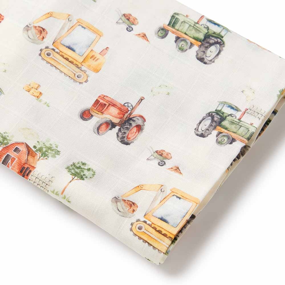 Snuggle Hunny Kids Snuggle Hunny Organic Muslin Wrap - Diggers & Tractors